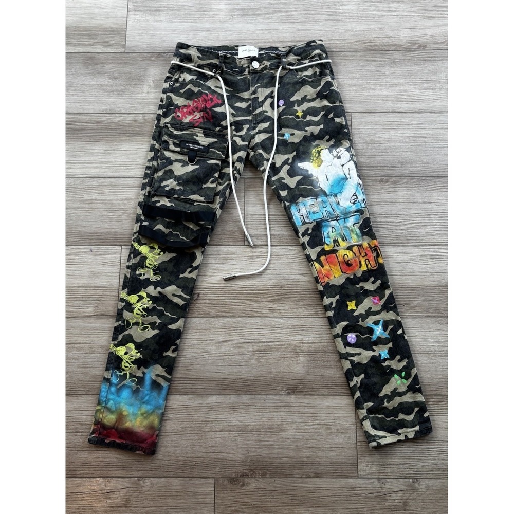 Lifted Anchors Custom‎ Graphic Camo Cargo Men's Pants Size 34 Streetwear LA